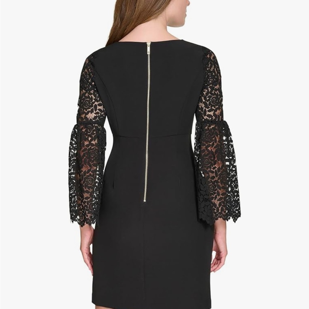 Tommy Hilfiger Black Dress with Lace Sleeves - Picture 3 of 9